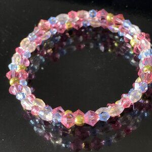 Princess inspired glass and Czech crystal coil bracelet "Sleeping Beauty"